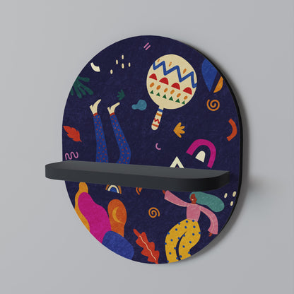 FESTIVE PLEASURES Oval Art Shelf In Black Finish