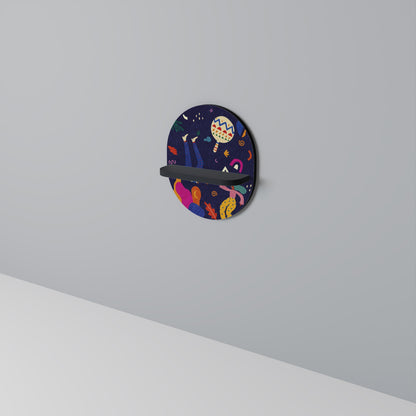 FESTIVE PLEASURES Oval Art Shelf In Black Finish