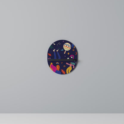 FESTIVE PLEASURES Oval Art Shelf In Black Finish