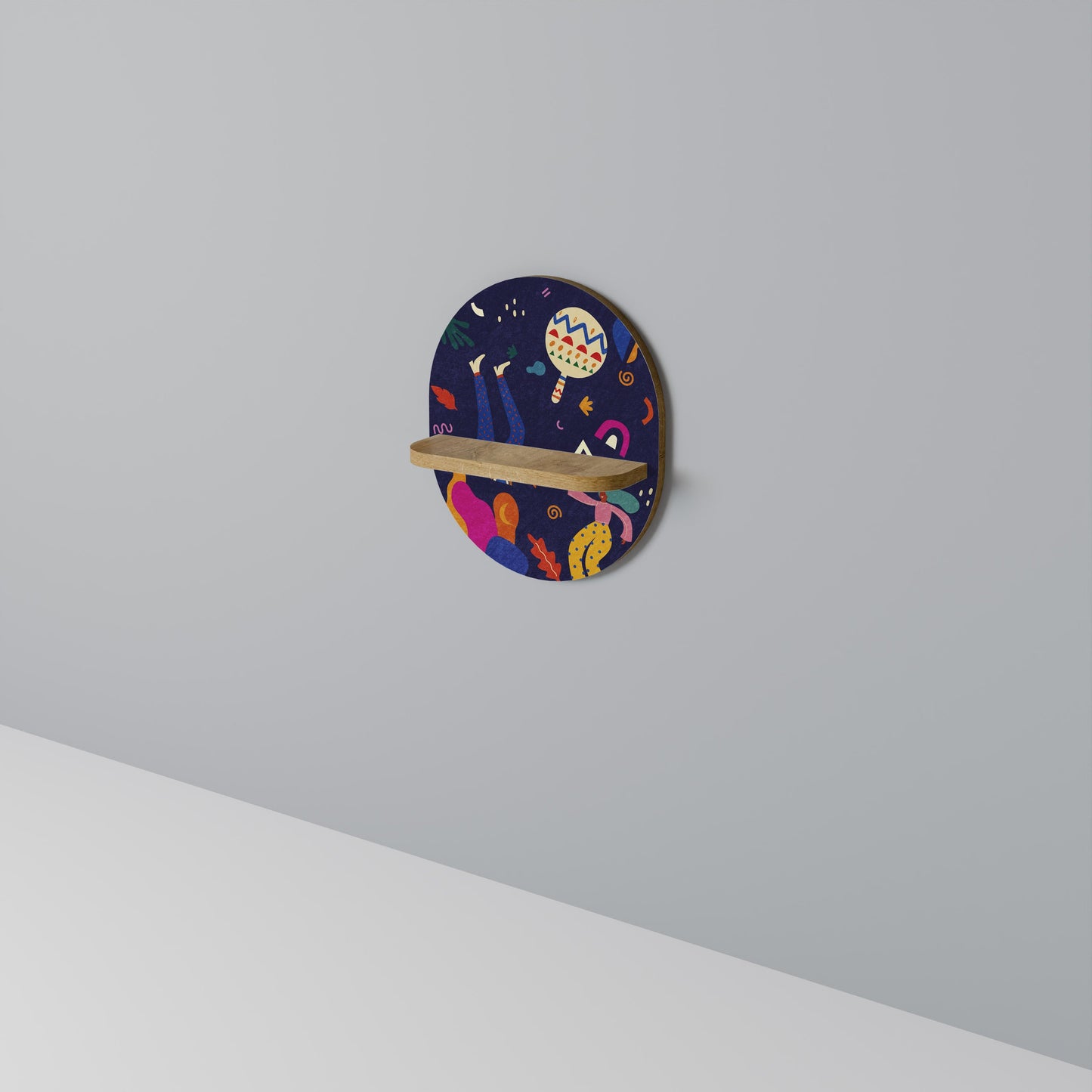 FESTIVE PLEASURES Oval Art Shelf In Oak Effect