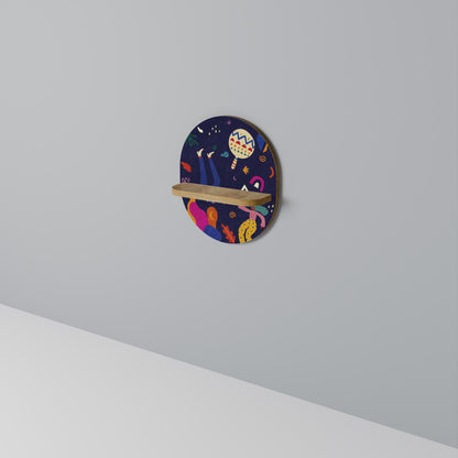 FESTIVE PLEASURES Oval Art Shelf In Oak Effect