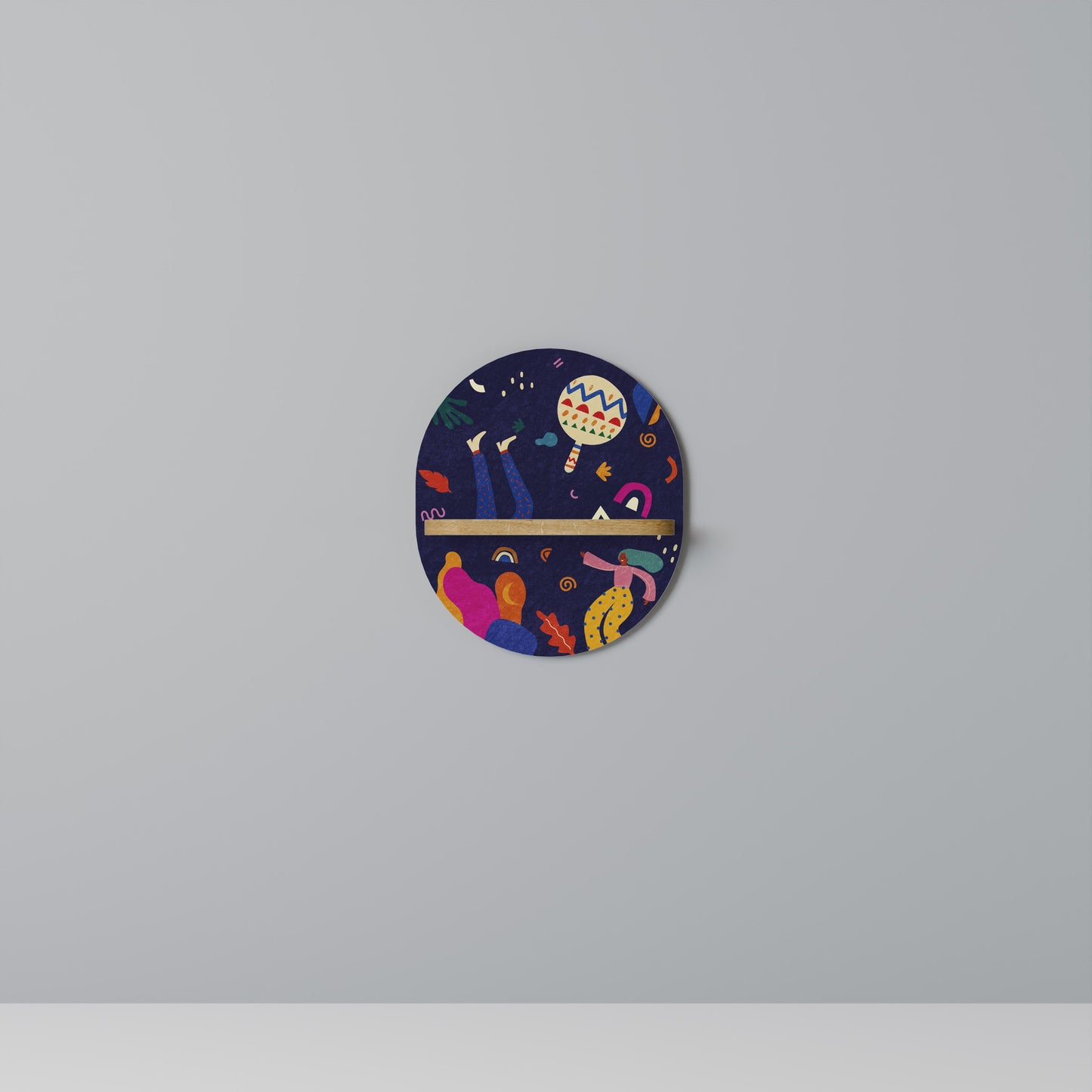 FESTIVE PLEASURES Oval Art Shelf In Oak Effect