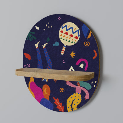 FESTIVE PLEASURES Oval Art Shelf In Oak Effect