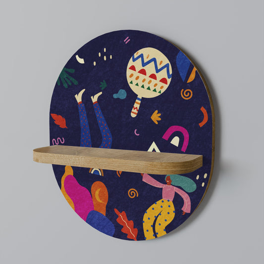 FESTIVE PLEASURES Oval Art Shelf In Oak Effect