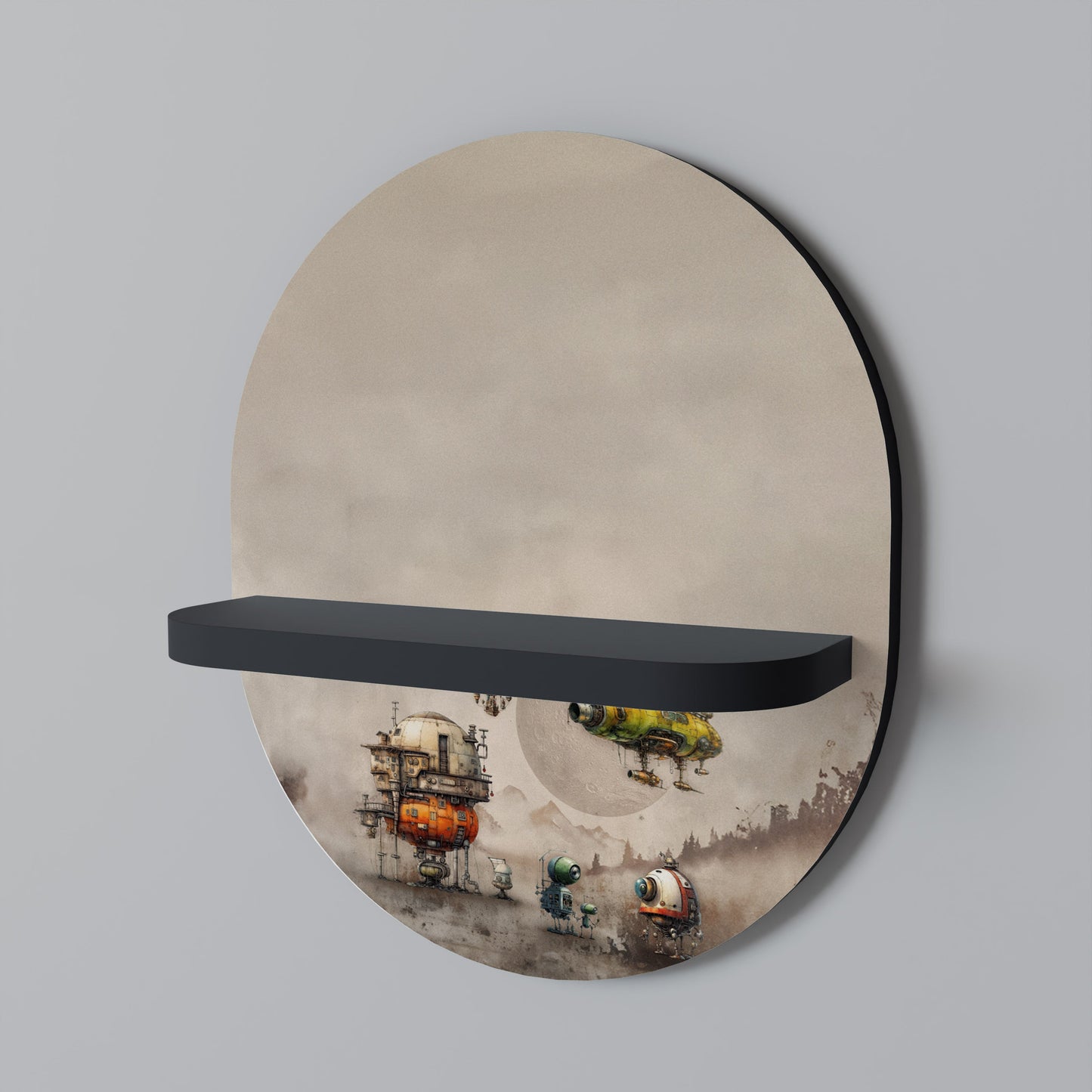 MACHINARIUM MACHINES Oval Art Shelf In Black Finish