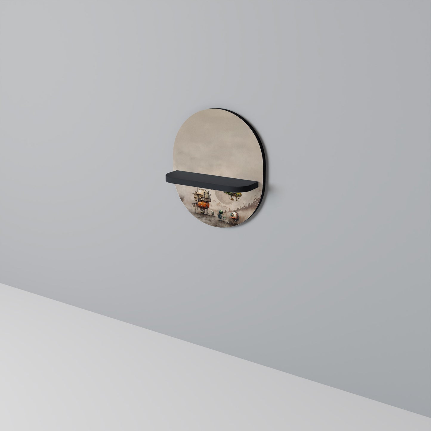 MACHINARIUM MACHINES Oval Art Shelf In Black Finish