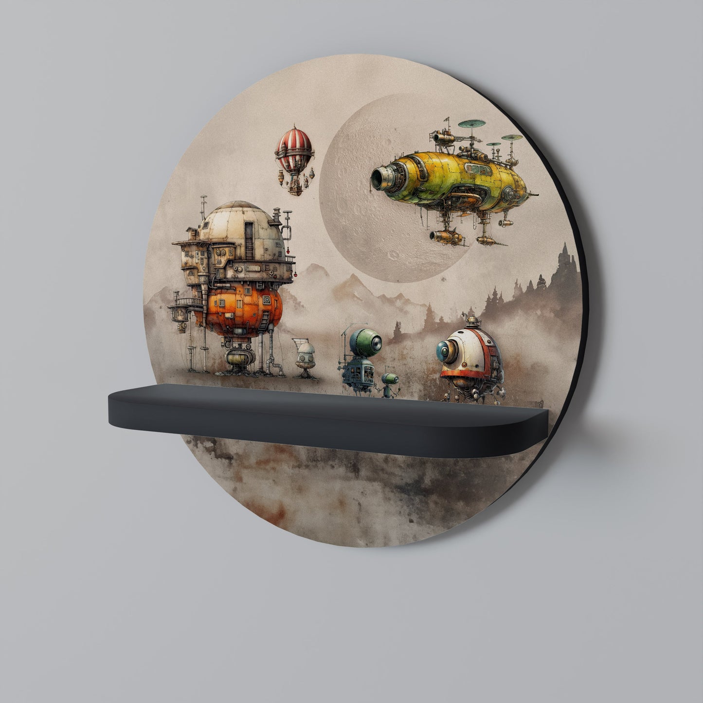 MACHINARIUM MACHINES Round Art Shelf In Black Finish
