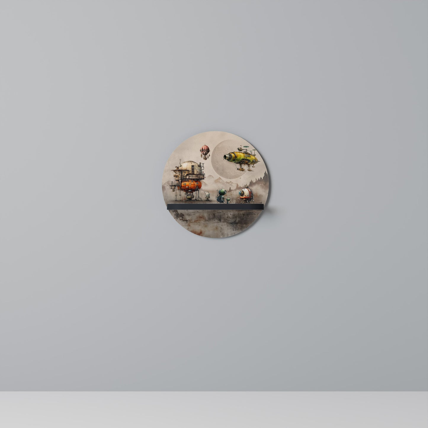 MACHINARIUM MACHINES Round Art Shelf In Black Finish