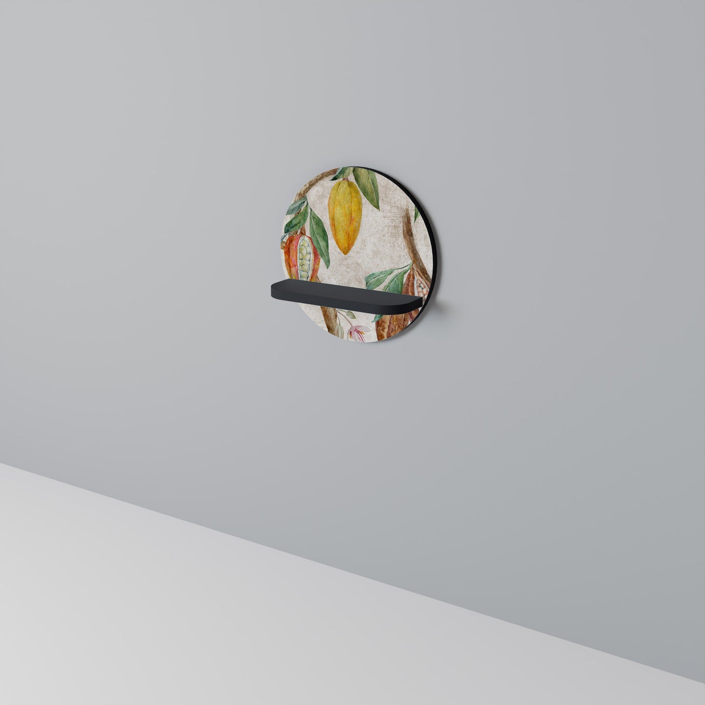 COCOA FRUITS Round Art Shelf In Black Finish