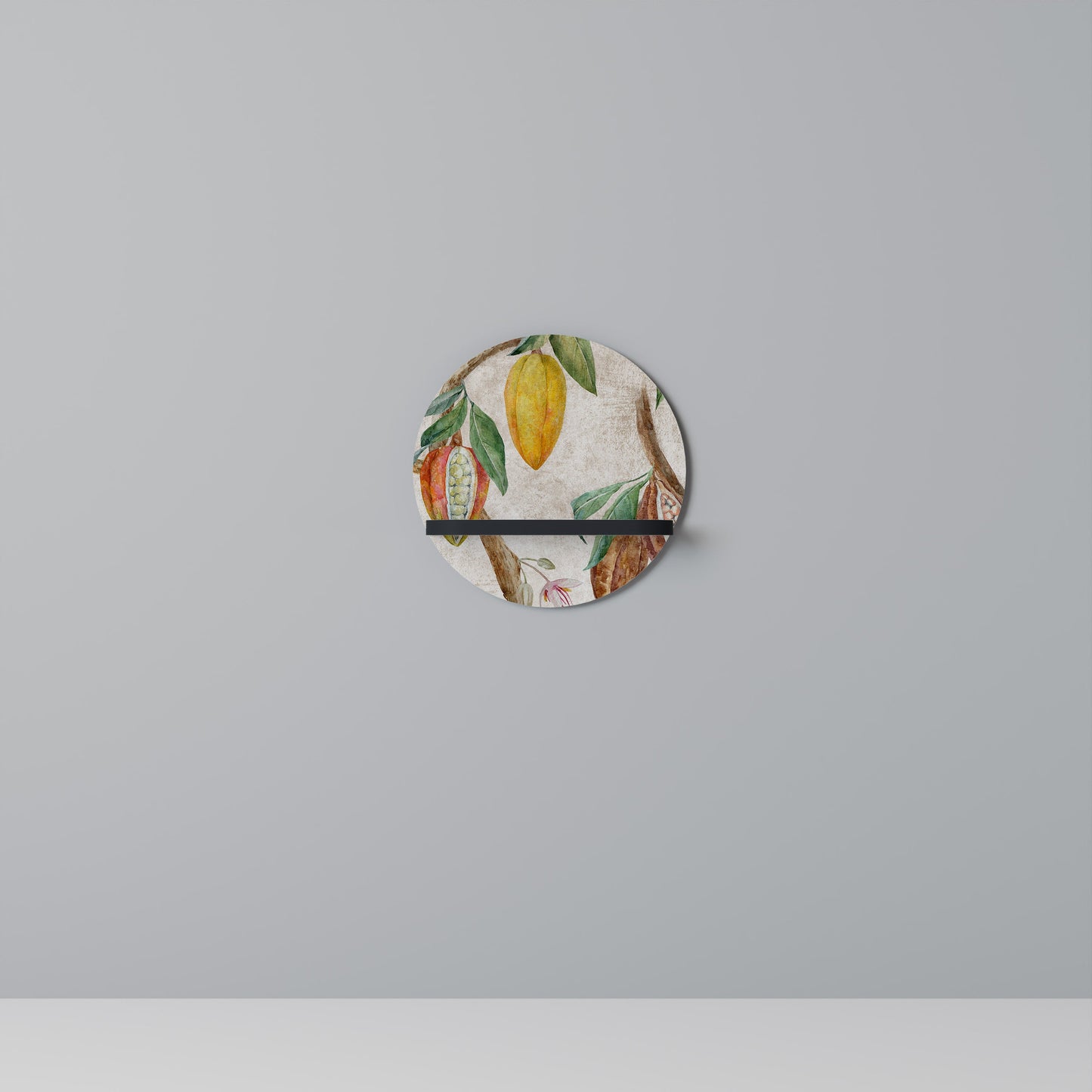 COCOA FRUITS Round Art Shelf In Black Finish