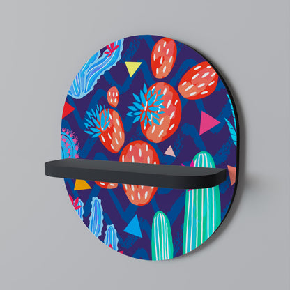 CACTUS VIBES Oval Art Shelf In Black Finish