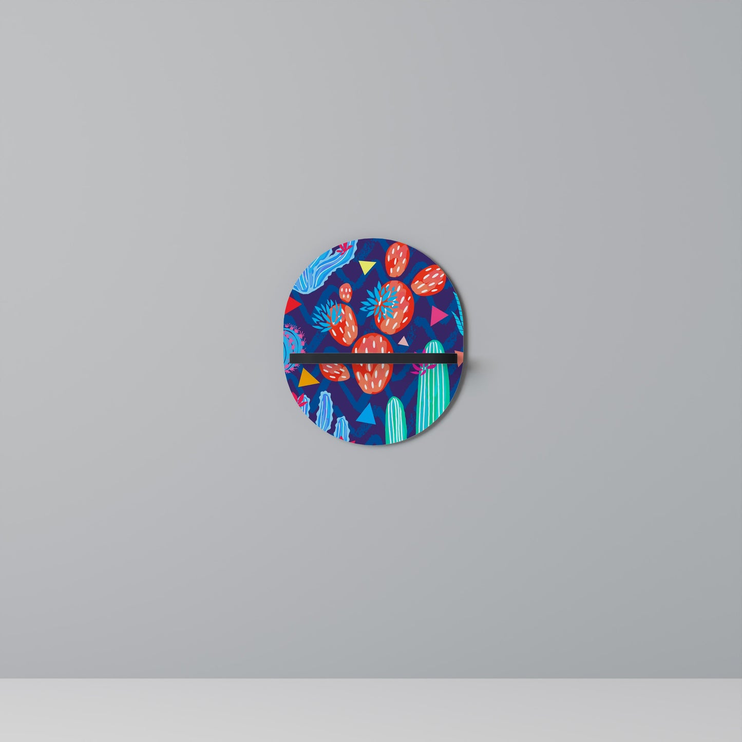 CACTUS VIBES Oval Art Shelf In Black Finish