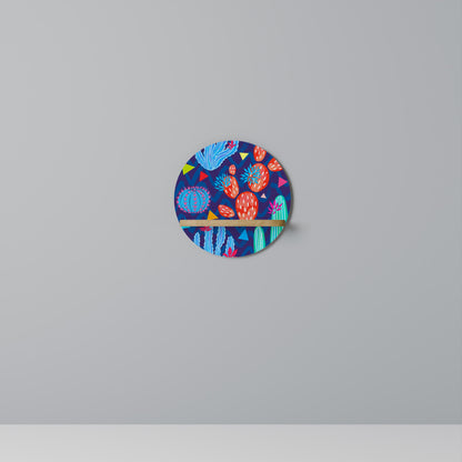 CACTUS VIBES Round Art Shelf In Oak Effect