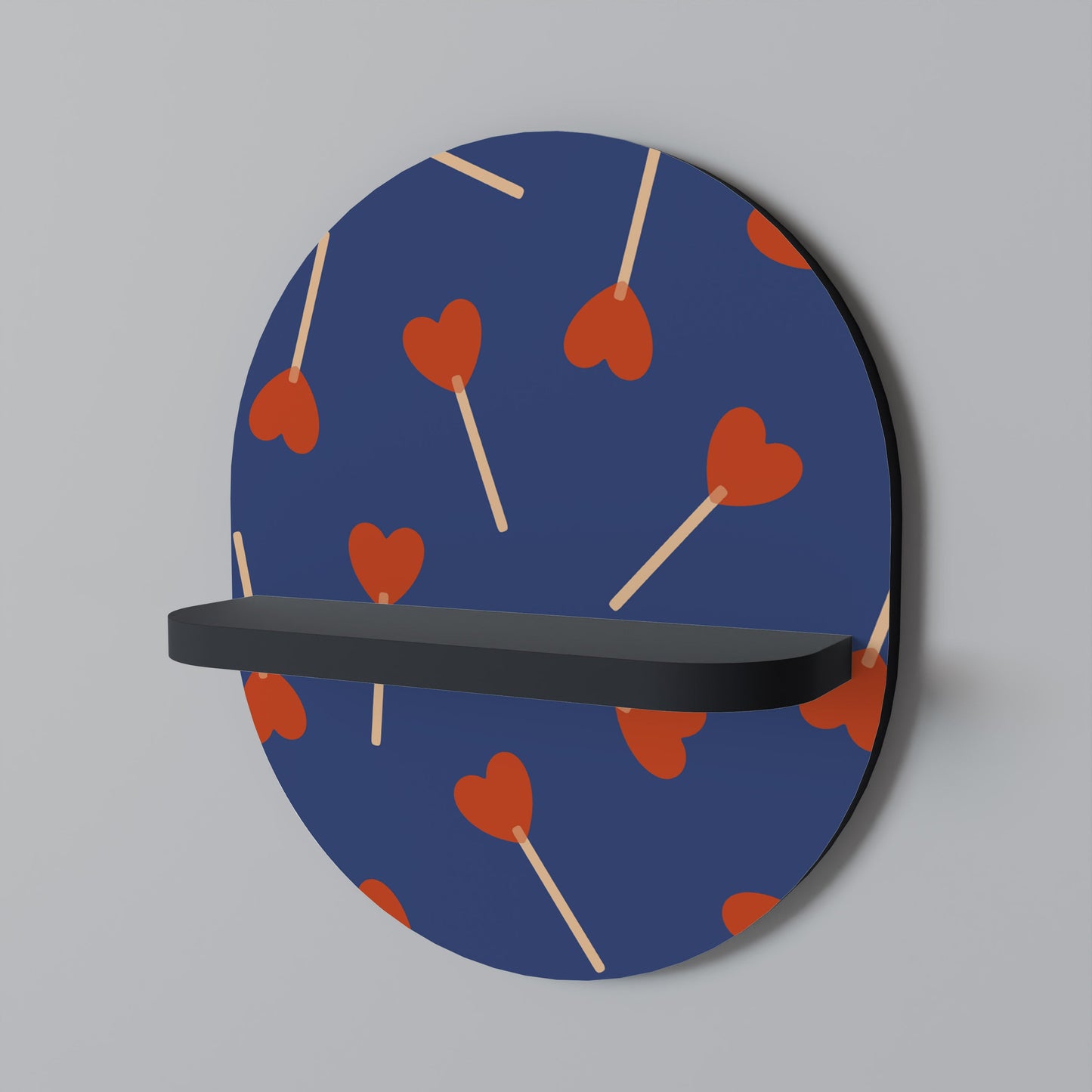 SWEET LOVE Oval Art Shelf In Black Finish