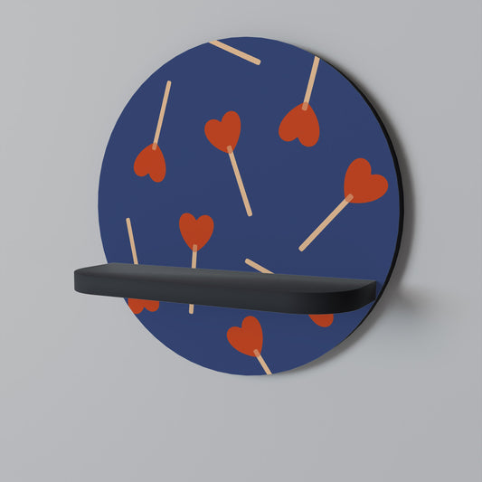 SWEET LOVE Round Art Shelf In Black Finish