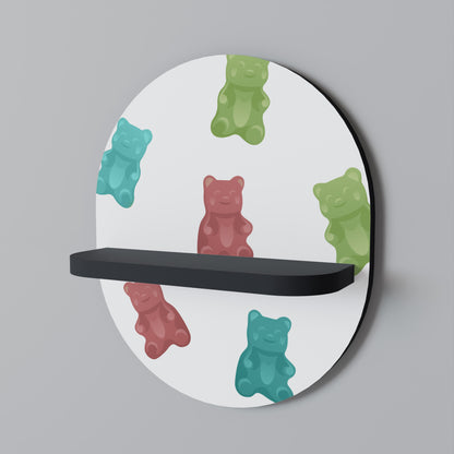 GUMMY BEARS Oval Art Shelf In Black Finish