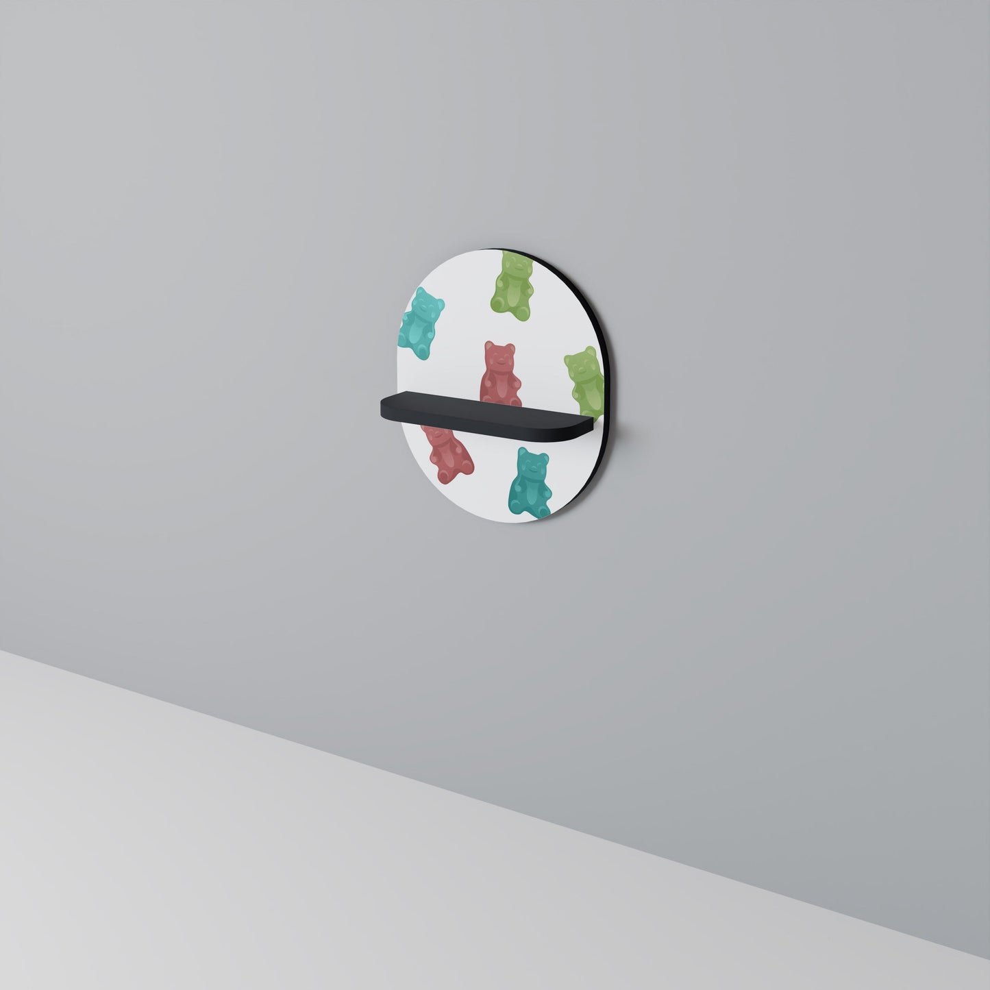 GUMMY BEARS Oval Art Shelf In Black Finish