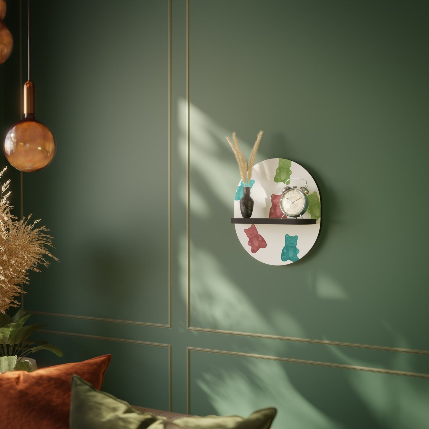 GUMMY BEARS Oval Art Shelf In Black Finish