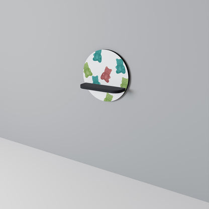 GUMMY BEARS Round Art Shelf In Black Finish