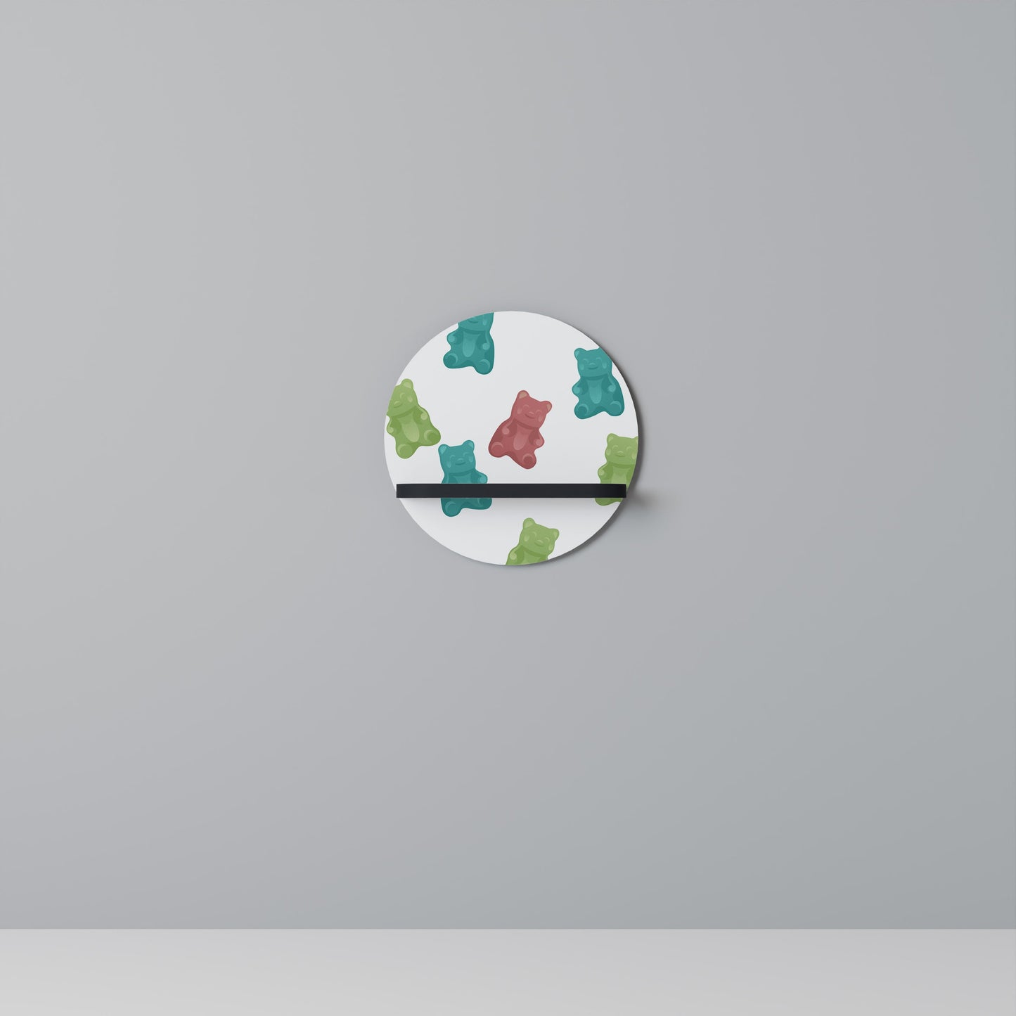 GUMMY BEARS Round Art Shelf In Black Finish