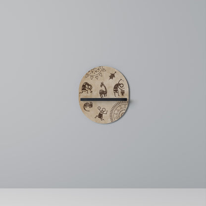 AFRICAN STYLE Oval Art Shelf In Black Finish