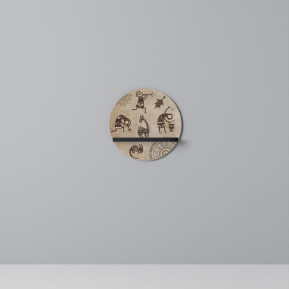 AFRICAN STYLE Round Art Shelf In Black Finish