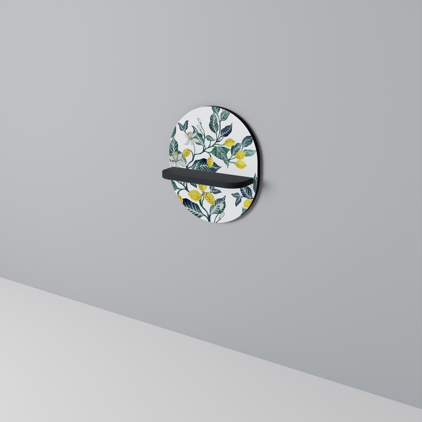 LEMON TREE Oval Art Shelf In Black Finish