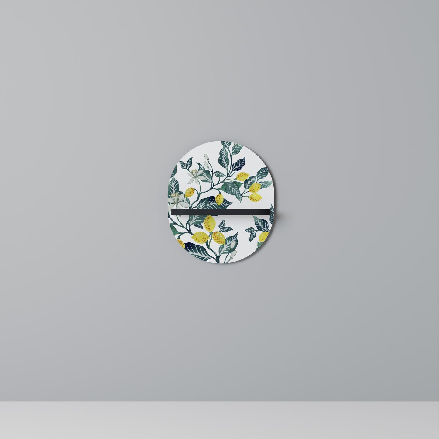 LEMON TREE Oval Art Shelf In Black Finish