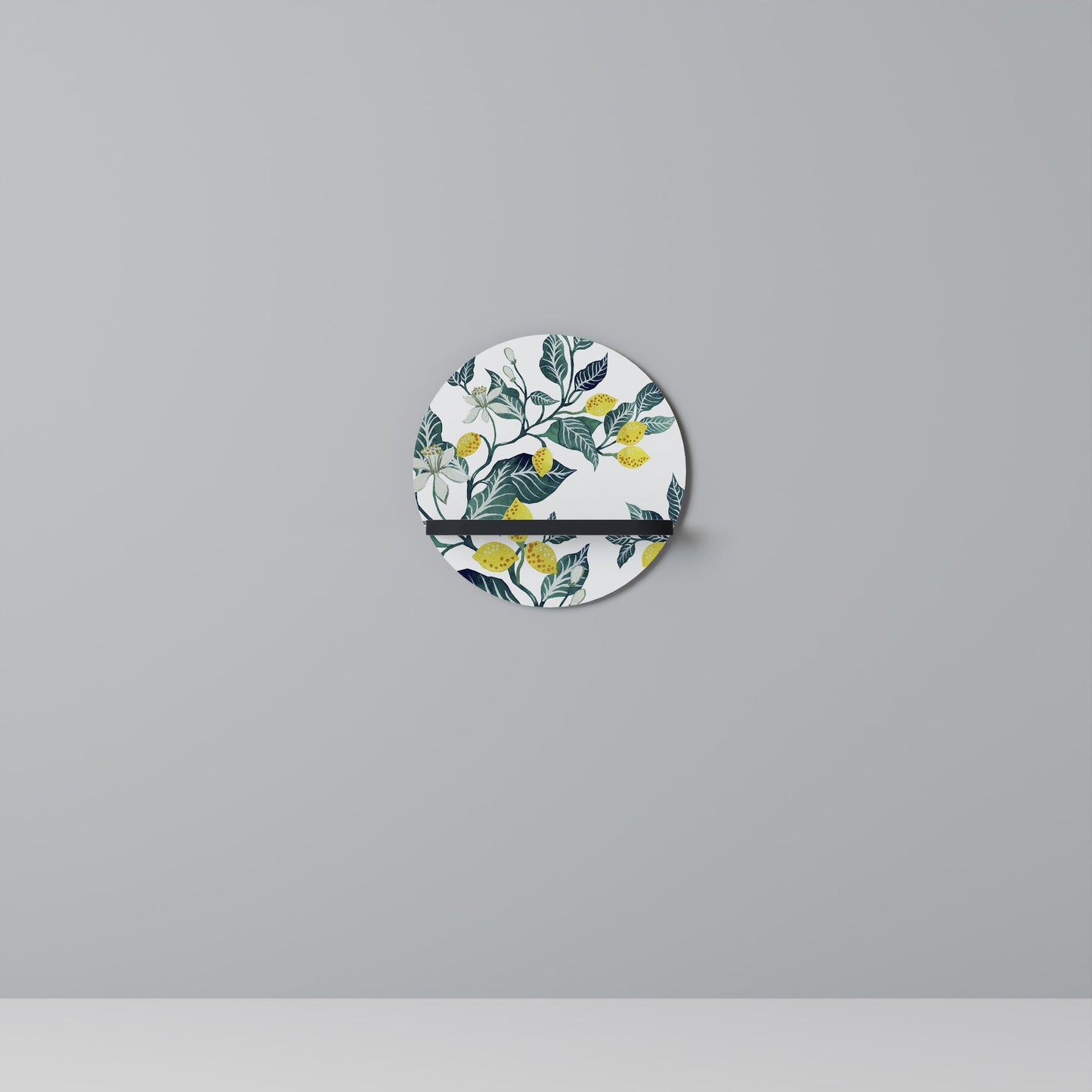 LEMON TREE Round Art Shelf In Black Finish