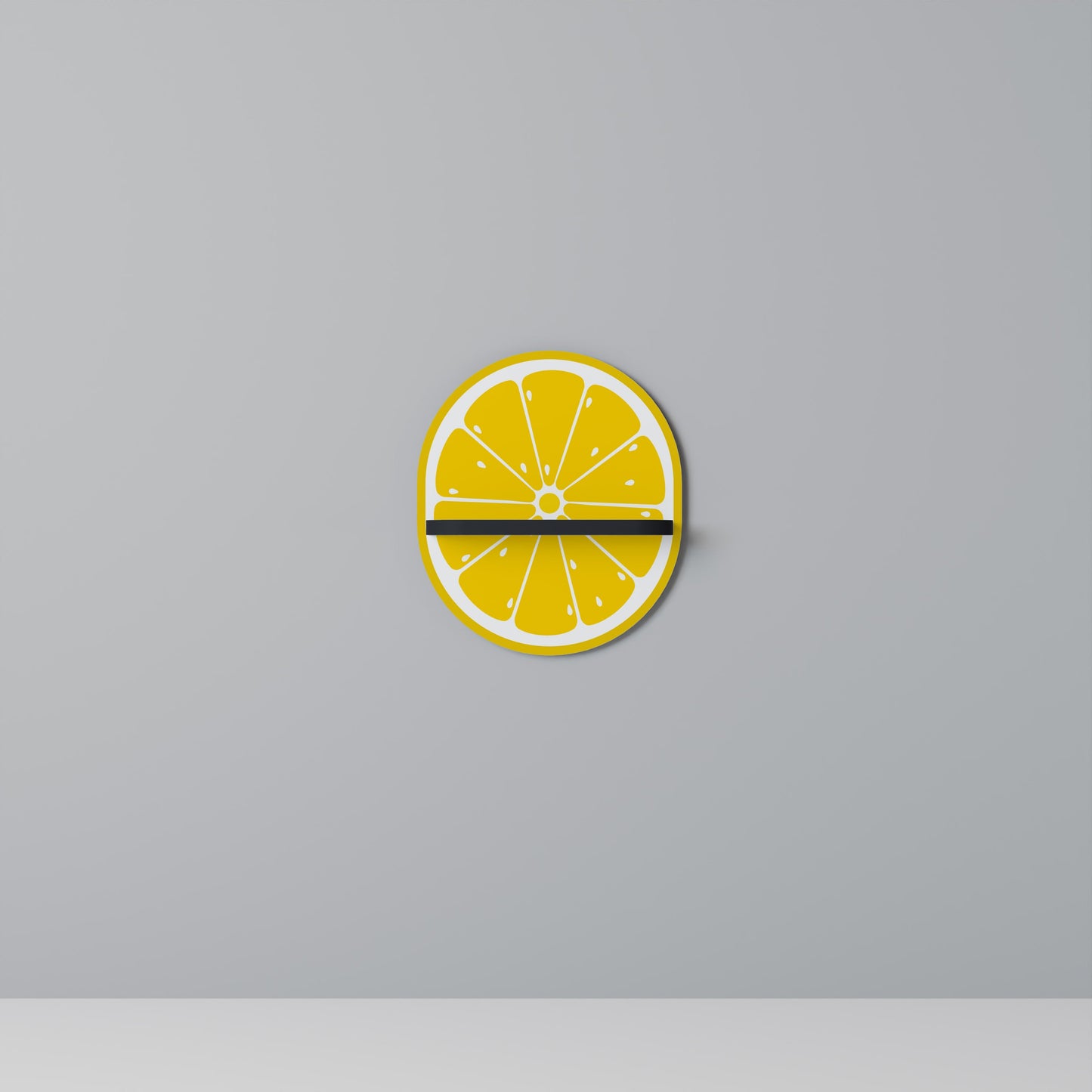 STRENGTHENING LEMON Oval Art Shelf In Black Finish