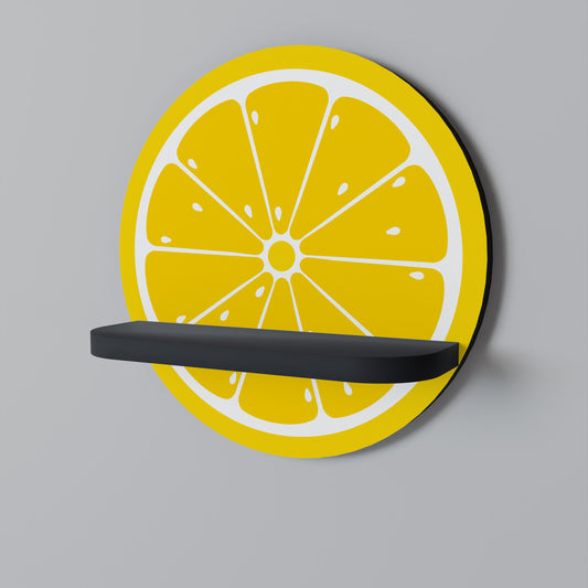STRENGTHENING LEMON Round Art Shelf In Black Finish