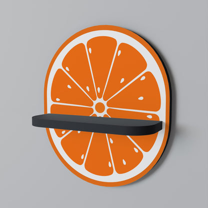 JUICY ORANGE Oval Art Shelf In Black Finish