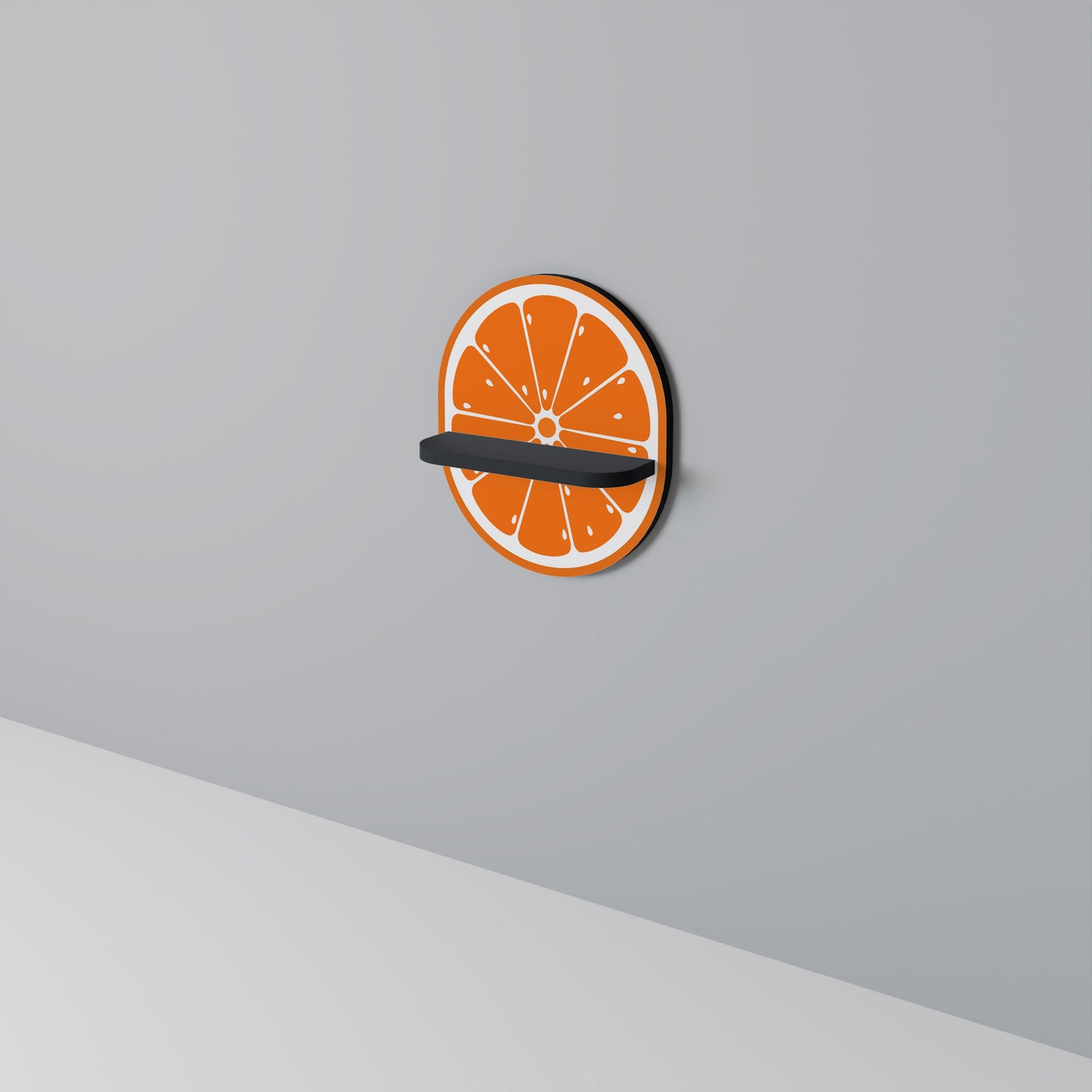 JUICY ORANGE Oval Art Shelf In Black Finish