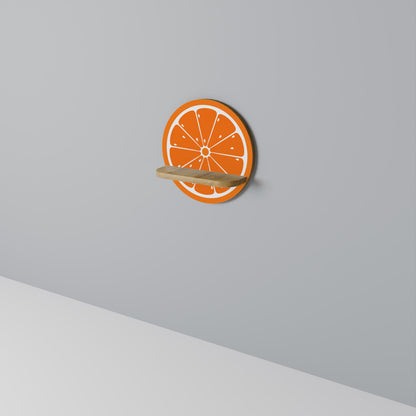 JUICY ORANGE Round Art Shelf In Oak Effect