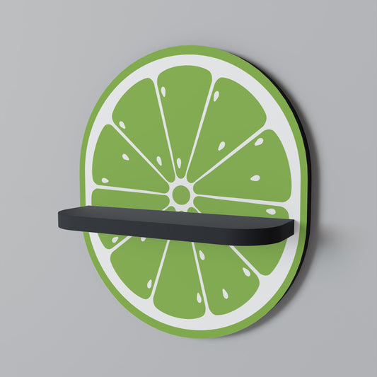 REFRESHING LIME Oval Art Shelf In Black Finish