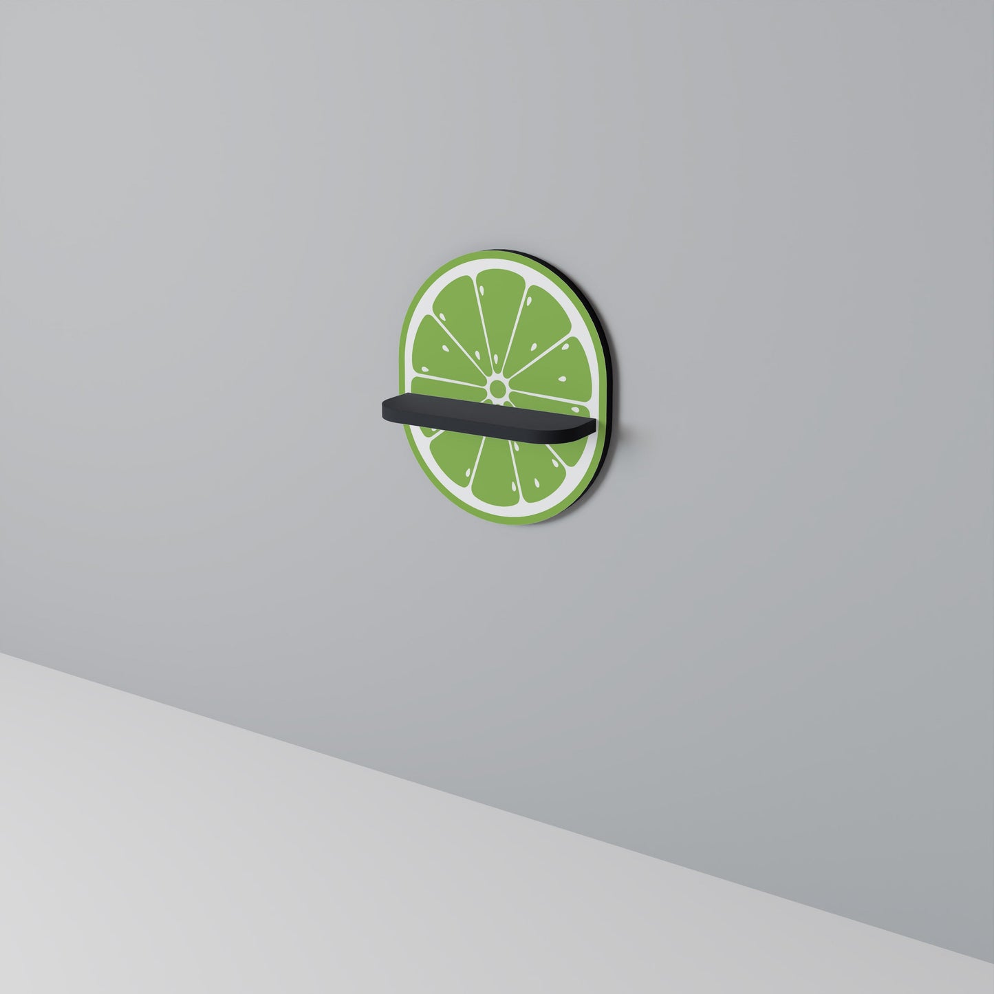 REFRESHING LIME Oval Art Shelf In Black Finish
