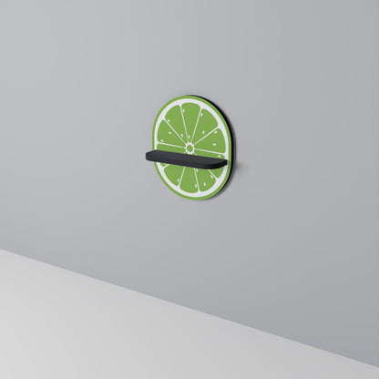 REFRESHING LIME Oval Art Shelf In Black Finish