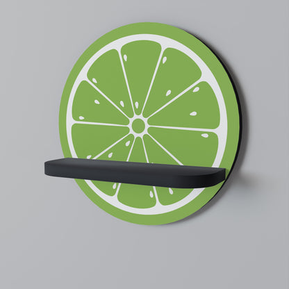 REFRESHING LIME Round Art Shelf In Black Finish