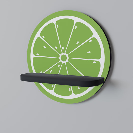 REFRESHING LIME Round Art Shelf In Black Finish