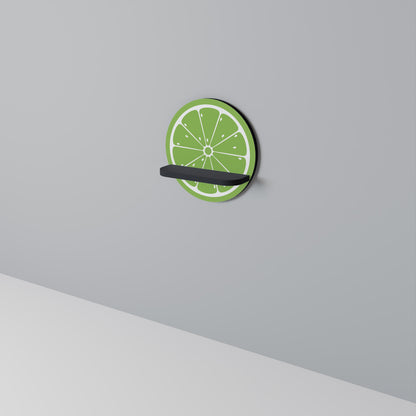 REFRESHING LIME Round Art Shelf In Black Finish