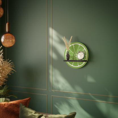 REFRESHING LIME Round Art Shelf In Black Finish