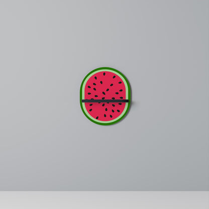 MATURE WATERMELON Oval Art Shelf In Black Finish