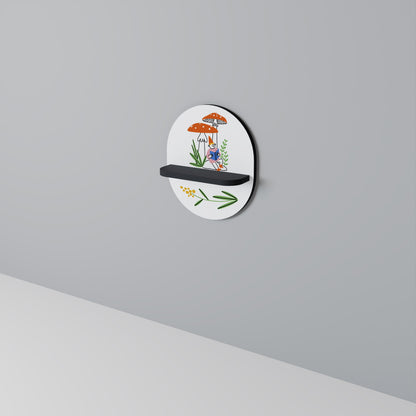 GARDEN GNOMES Oval Art Shelf In Black Finish