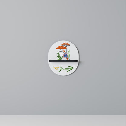 GARDEN GNOMES Oval Art Shelf In Black Finish