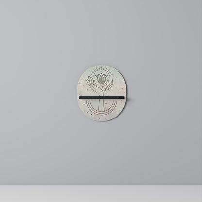 DELICATE BEAUTY Oval Art Shelf In Black Finish