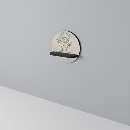 DELICATE BEAUTY Round Art Shelf In Black Finish