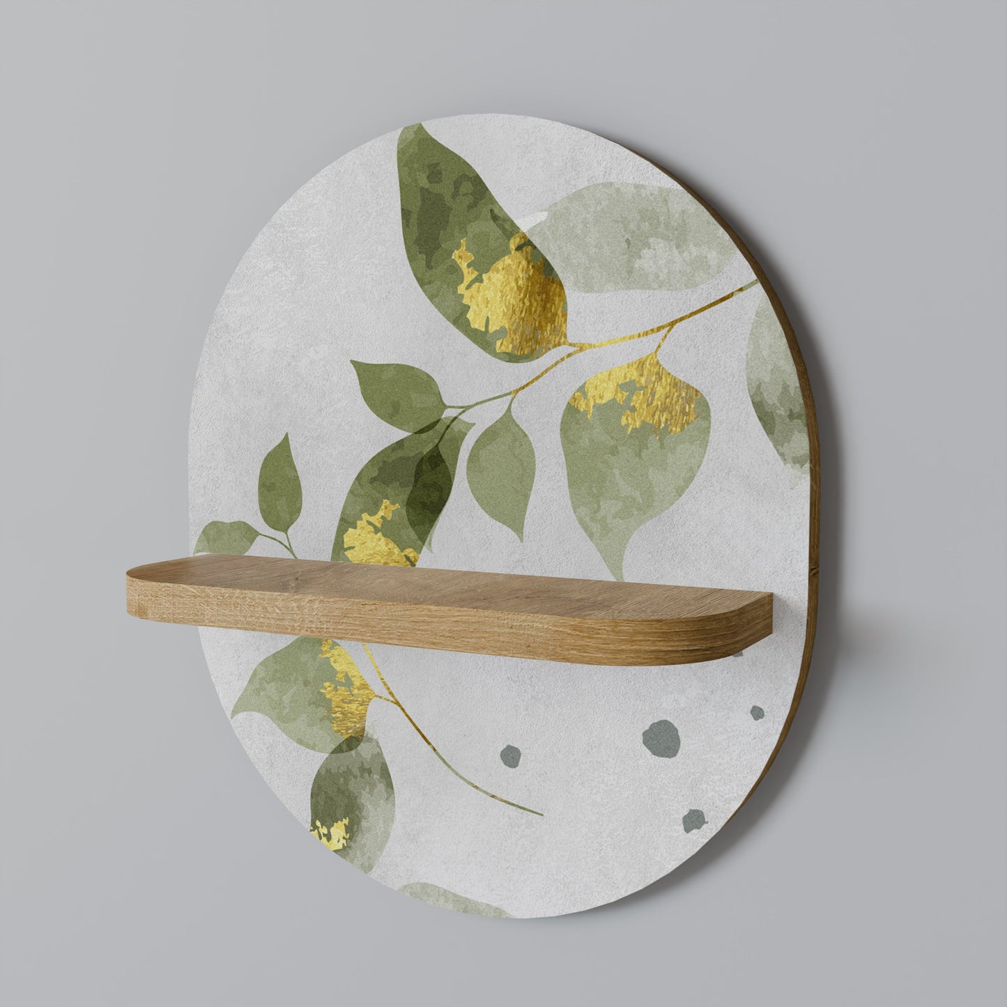 ELEGANT BOTANICS Oval Art Shelf In Oak Effect