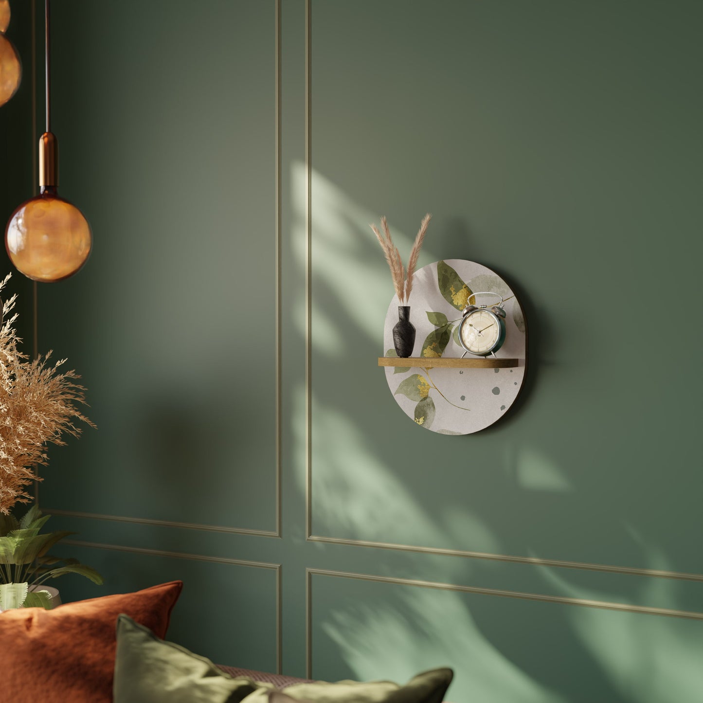 ELEGANT BOTANICS Oval Art Shelf In Oak Effect