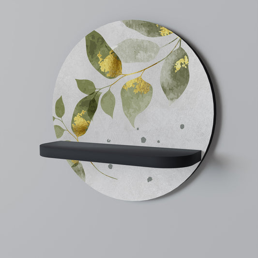 ELEGANT BOTANICS Round Art Shelf In Black Finish