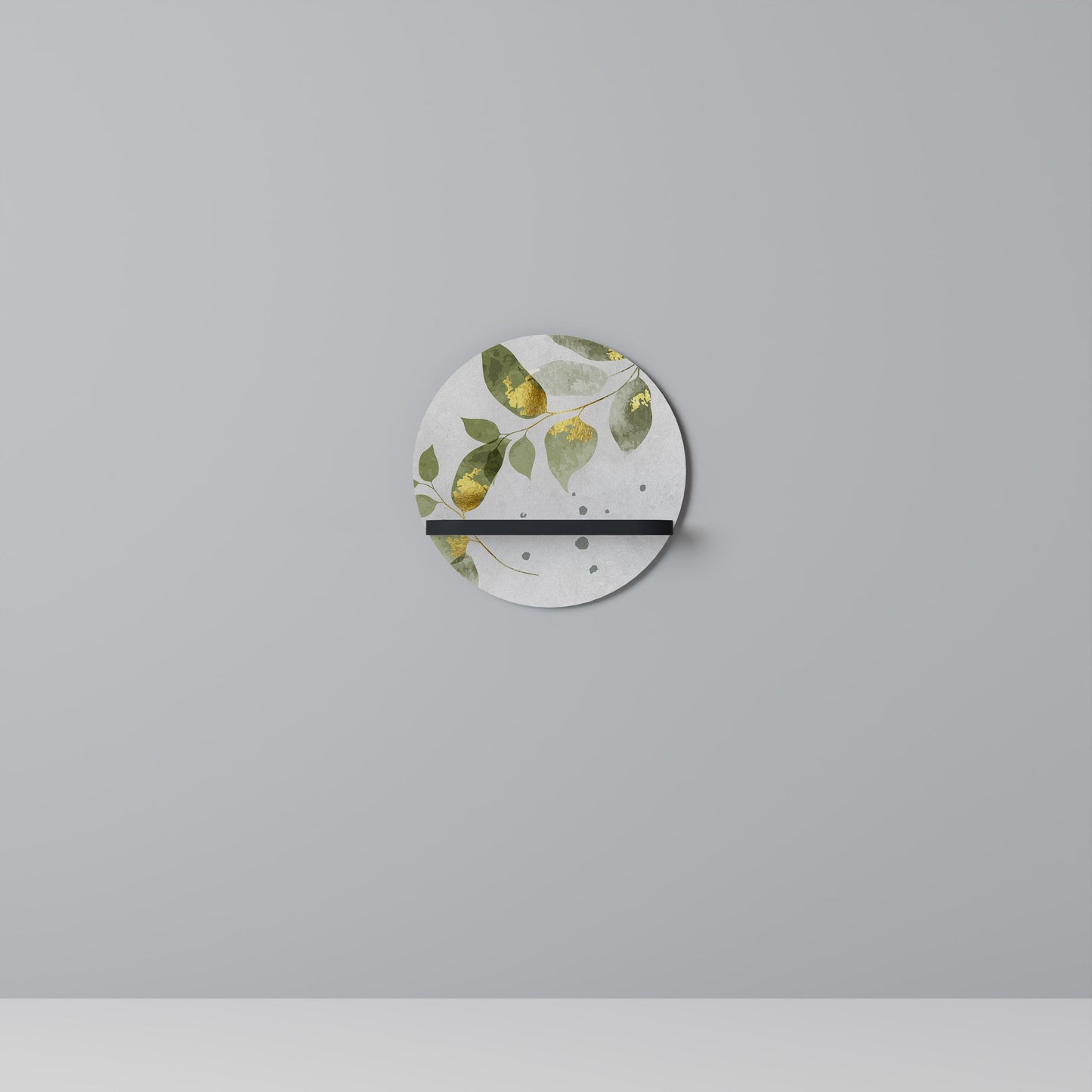 ELEGANT BOTANICS Round Art Shelf In Black Finish